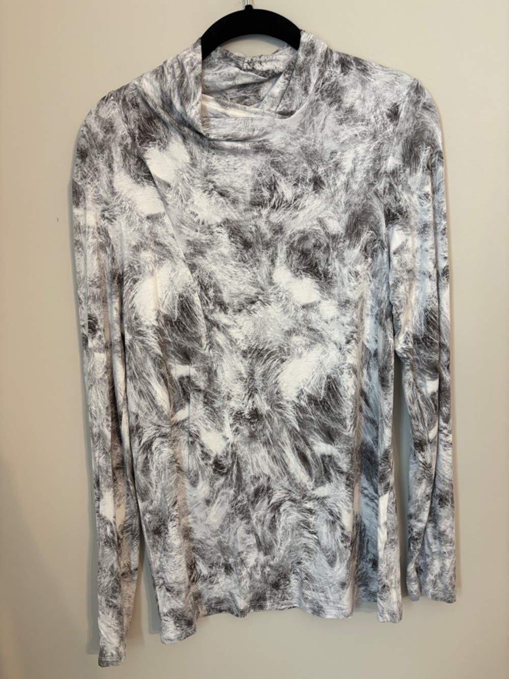 Nordstrom Abstract Marble-Print Long Sleeve Top - Black & White